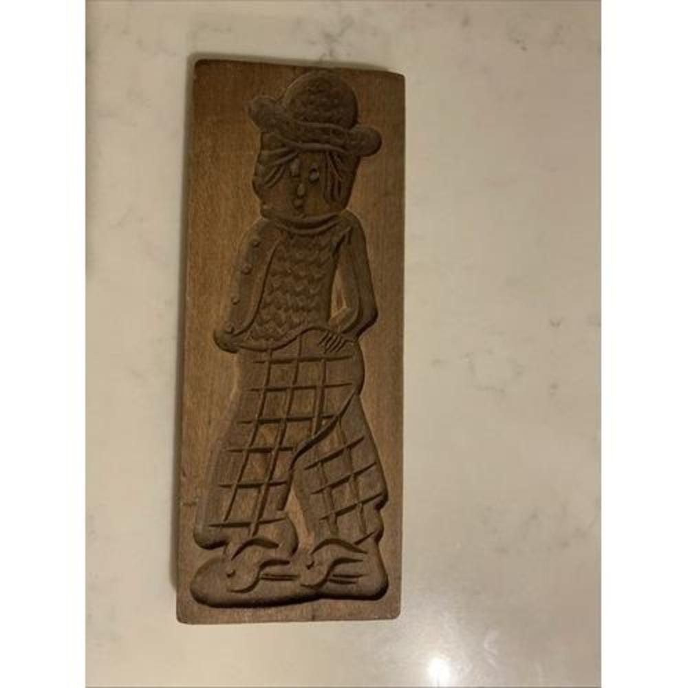 Vintage Hand Carved Wood Dutch Speculaas Springerle Cookie Mold 12" Man Large